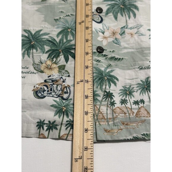 Vintage Harley Davidson Hawaiian Shirt Mens Large Green Honolulu Motorcycle - Picture 11 of 11